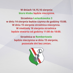 Praca biura i strzelnic w najbliższy weekend